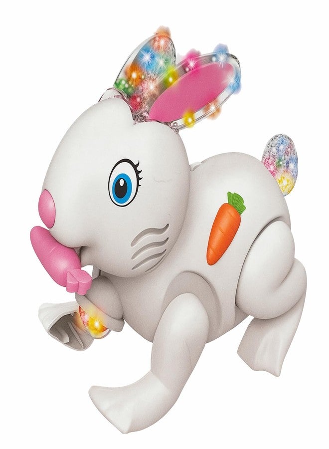 Space Enterprises Toys for Kids with 3D Flashing Lights, Music, 360-degree Dance Moves, Educational Toy (Bud Jumping Rabbit - White) - Image 1